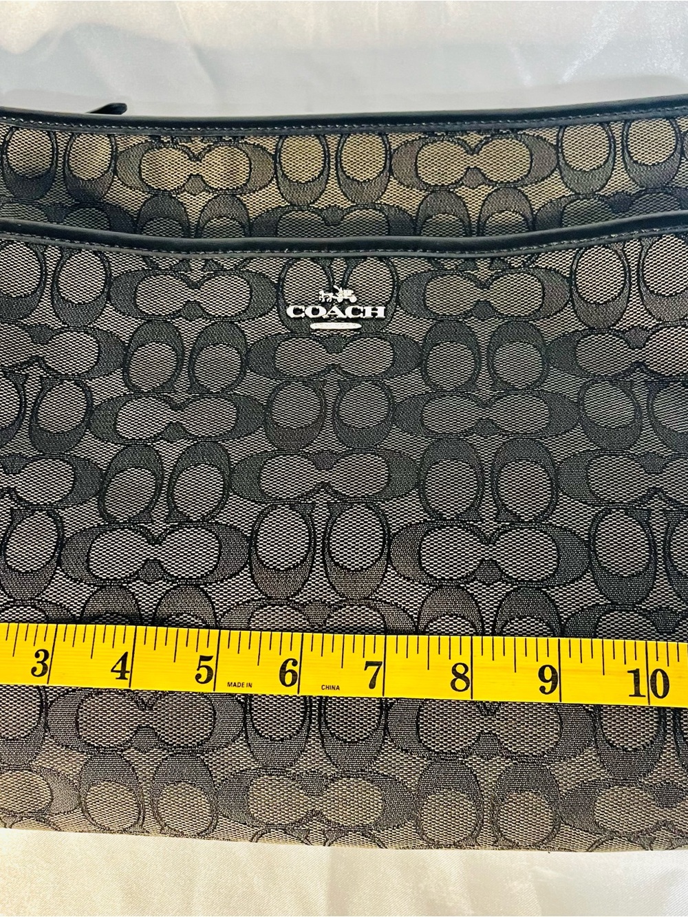 Coach Signature File Crossbody Bag F32203 Charcoal Black Jacquard Leather Trim - Picture 14 of 16